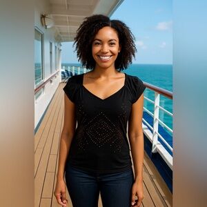 Nicole Miller Rhinestone Embellished Tankini Top Size 8​​